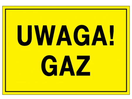 Tablica  "UWAGA! GAZ" 10x15