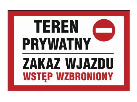 Tablica  "TEREN PRYWATNY ZAKAZ WJAZDU" 20x30