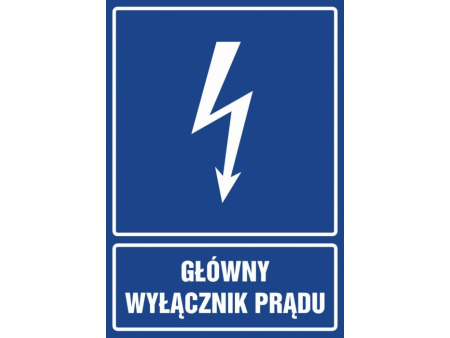 Naklejka "GŁÓWNY WYŁĄCZNIK PRĄDU" 5x8