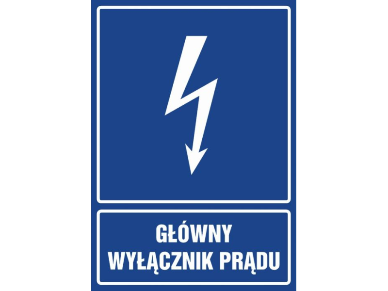 Naklejka "GŁÓWNY WYŁĄCZNIK PRĄDU" 5x8