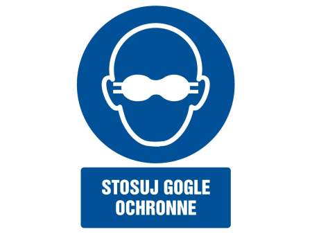 Tabliczka "STOSUJ GOGLE OCHRONNE" 10,5x15