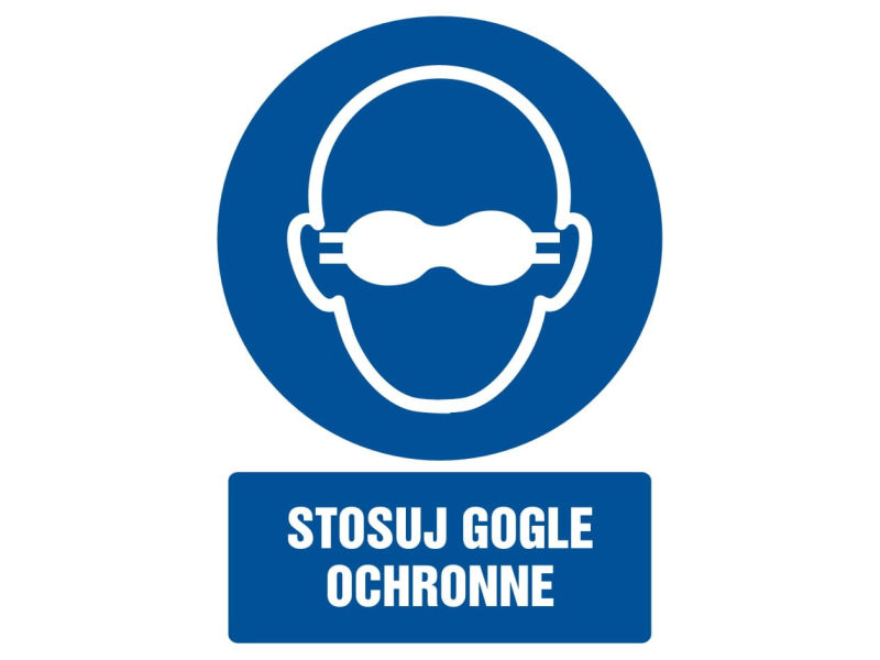 Tabliczka "STOSUJ GOGLE OCHRONNE" 10,5x15