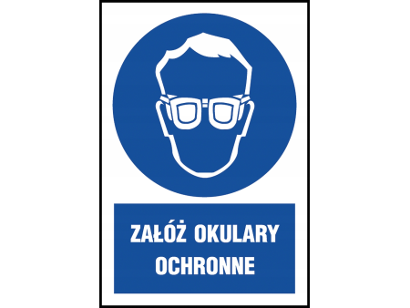 Naklejka "ZAŁÓŻ OKULARY OCHRONNE" 10,5x15