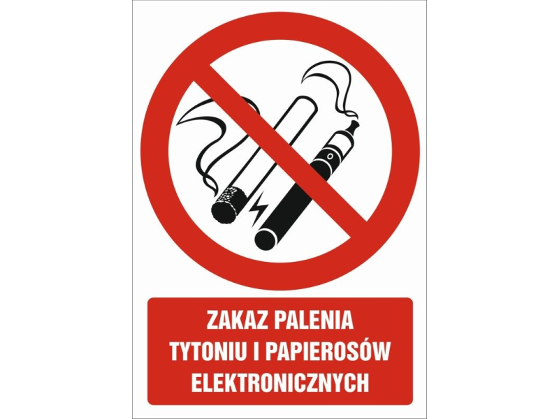 Tabliczka "ZAKAZ PALENIA TYTONIU I PAPIEROSÓW ELEKTRONICZNYCH" 10,5x15