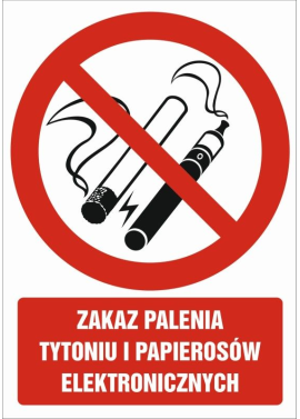 Tabliczka "ZAKAZ PALENIA TYTONIU I PAPIEROSÓW ELEKTRONICZNYCH" 10,5x15