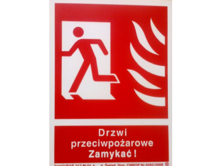 Naklejka "DZWI PRZECIWPOŻAROWE ZAMYKAĆ !" 10x15