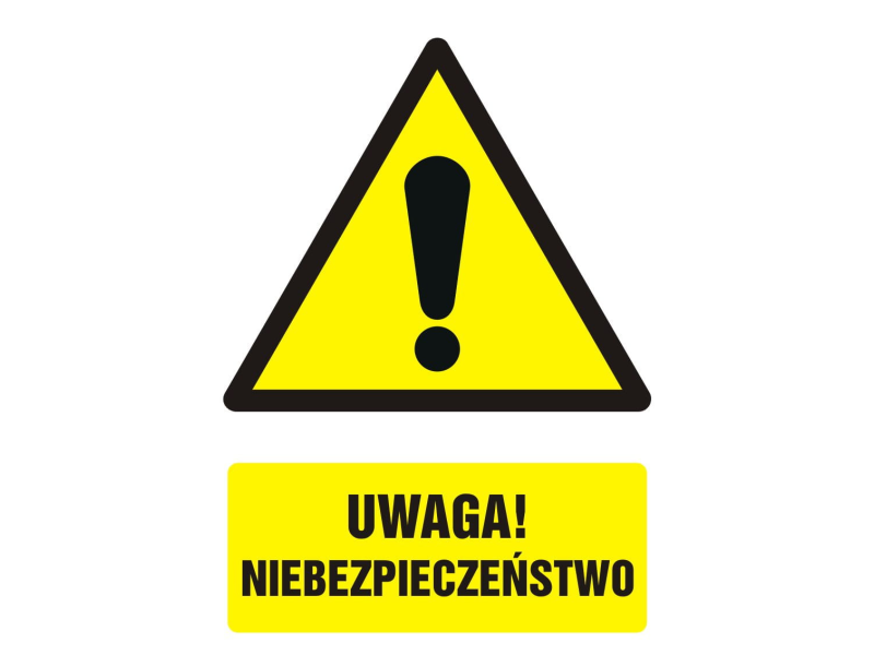 Naklejka  "UWAGA! NIEBEZPIECZEŃSTWO" 20x30